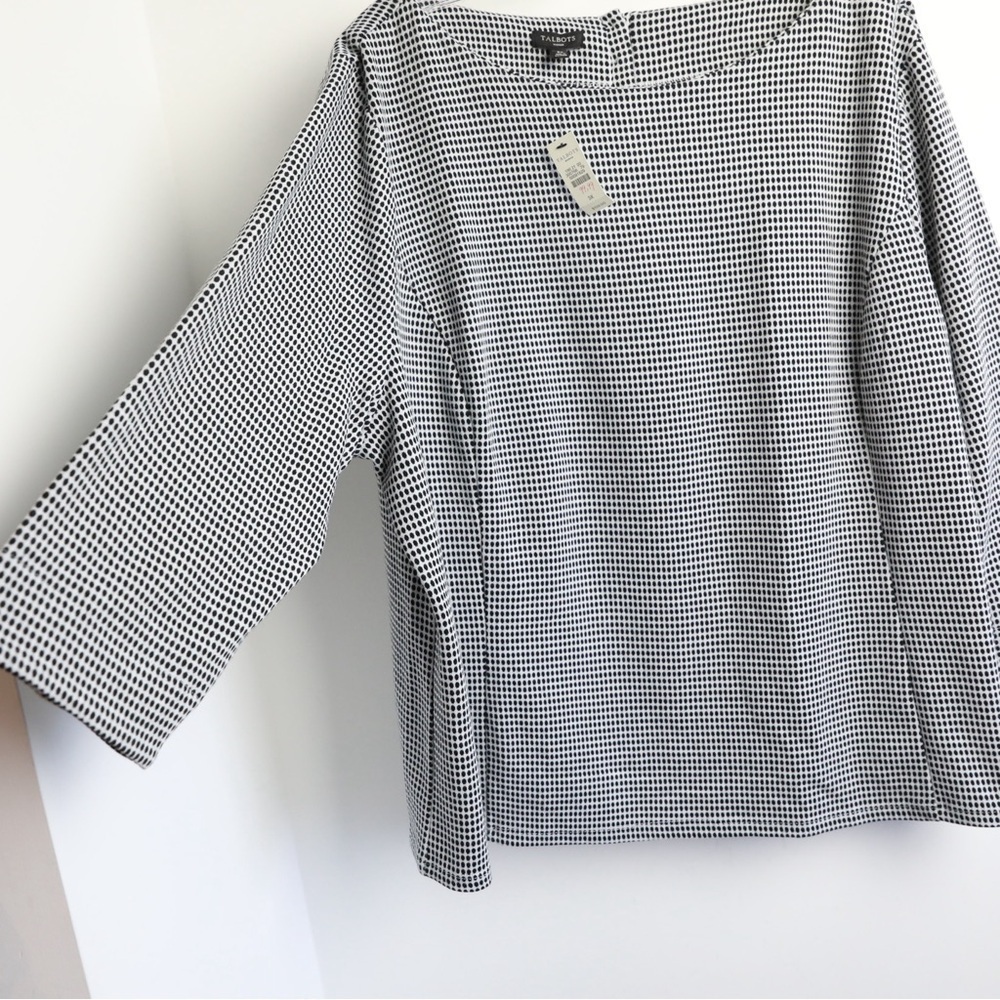 NWT Talbots black white dot print knit top 3X plus size stretch casual office - Picture 9 of 9